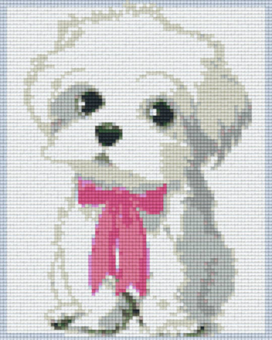 Puppy With Pink Ribbon Four [4] Baseplate PixelHobby Mini-mosaic Art Kit